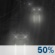 Saturday Night: A chance of rain. Cloudy, with a low around 51. North wind 6 to 9 mph. Chance of precipitation is 50%. New rainfall amounts between a tenth and quarter of an inch possible. Saturday Night: Chance Light Rain