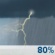 Monday: Showers and thunderstorms. Mostly cloudy, with a high near 79. Chance of precipitation is 80%. New rainfall amounts between a quarter and half of an inch possible. Monday: Showers And Thunderstorms